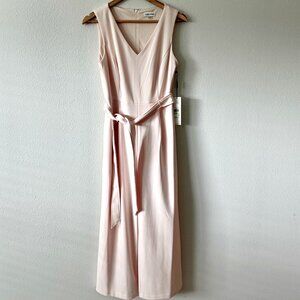 NWT Calvin Klein Light Pink Belted V Neck‎ Cropped Jumpsuit Size 4